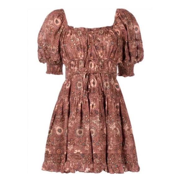 Ulla Johnson Juniper Mini Dress Prairie Cottage Milkmaid Rosebud Crimson Red 0 - Picture 4 of 12